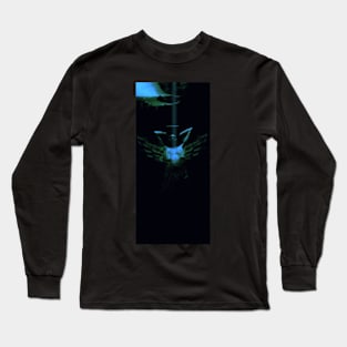 Portrait, digital collage, special processing. Angel standing near a field. Dark, dark clouds. Light blue. Long Sleeve T-Shirt